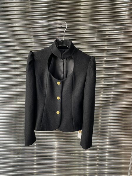 

women's jacket coat , chest cutout, button closure, Black;brown