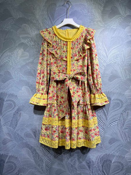 

2023 spring new dress round neck temperament print long sleeve, Black;gray
