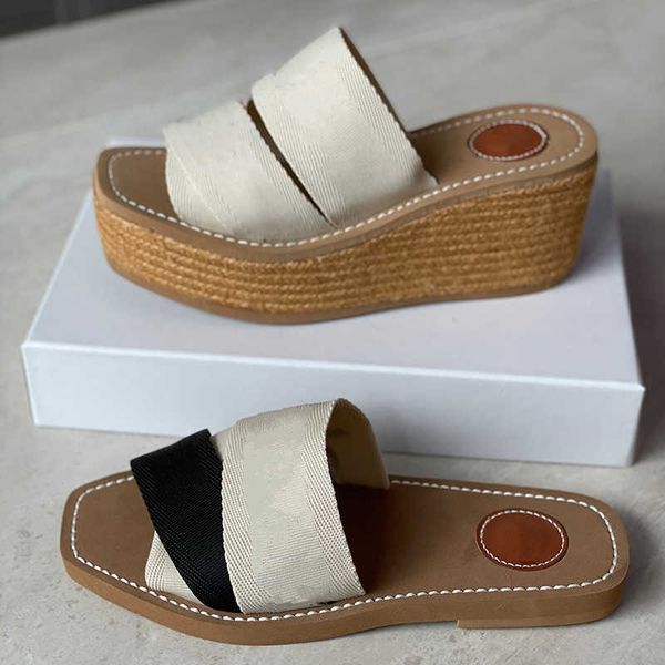 

mule woody wedge women's espadrille sandals - grove brown canvas slip-ons with soft tan print embroidery and rubber bottoms, comes with, Black