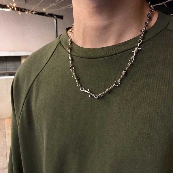 

necklaces 2022 new brambles choker necklace women hip-hop gothic punk style barbed wire thorns pendant chain valentine's day gifts 0206, Silver