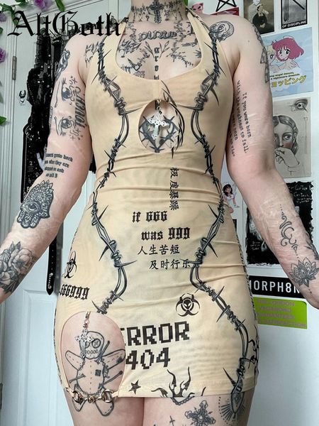 

casual dresses altgoth vintage gothic dres punk y2k e girl hollow out halter streetwear harajuku mall goth emo alt outfits 230206, Black;gray