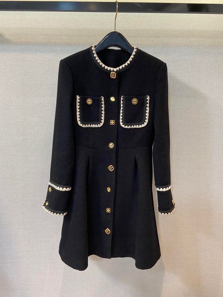 

autumn and winter temperament new dress round neck party little black, Black;gray