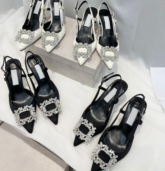 

fashion crystal womens sandal summer lady high heels shoes designer thin with high-heeled sandal luxury satin vamp women wedding party sanda, Black