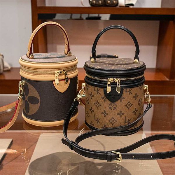 

2023 bags clearance outlets cylinder female new red cylinder portable bucket bag fashion old flower single shoulder messenger bag