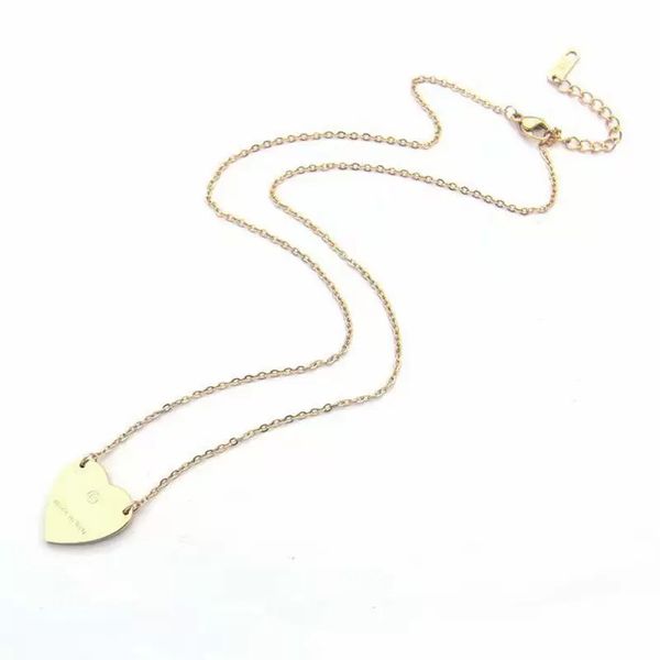 

heart necklace female stainless steel couple gold chain pendant jewelry on the neck gift for girlfriend accessories wholesale g letter neckl, Silver