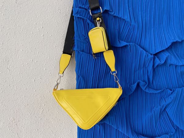 

fashion triangle bag 2-in-1 leather women luxury bag zipper purse crossbody bag brand single shoulder bag summer designer handbag