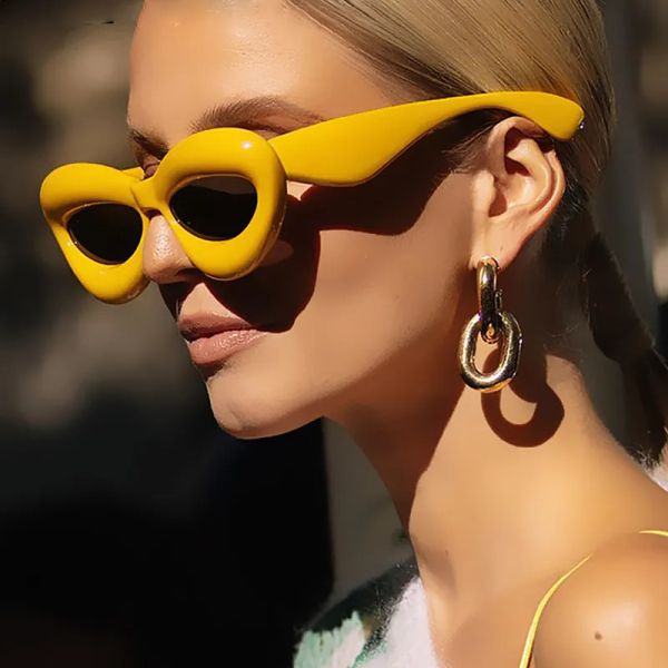 

sunglasses for women unique candy color lip y2k new luxury yellow blue gradient sun glasses men hip hop shades, Black