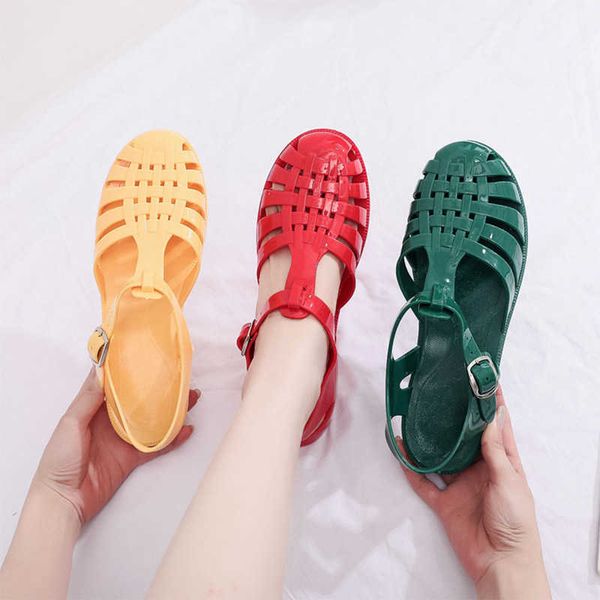 

slippers women sandals jelly shoes ankle strap rubber mom soft sole non-slip casual comfortable female footwear 2022 summer y2302, Black