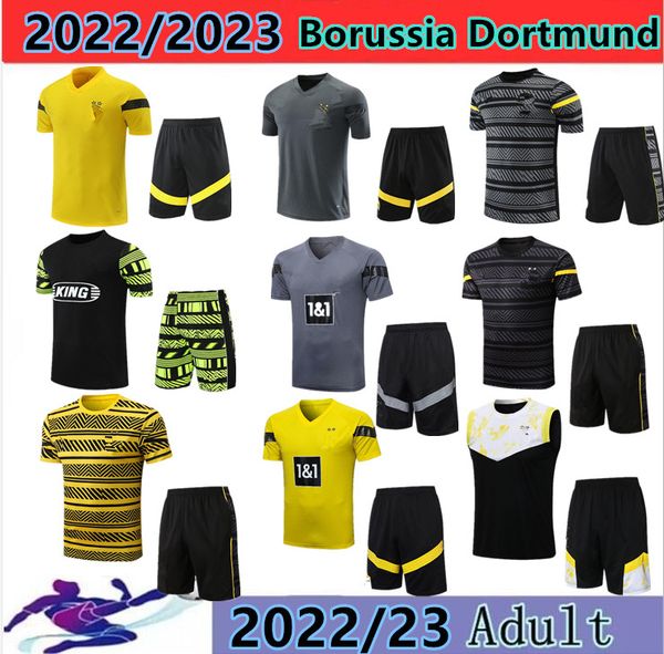 

22/23 tracksuits soccer sets bellingham hummels brandt men and kids futbol de football training suit jogging chandal haaland dortmund soccer, Black