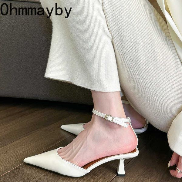 

sandals 2023 summer high heel shoes fashion women sandal rhinestones pointed toe singbacks women's pumps ankle strap dress shoes g23020, Black