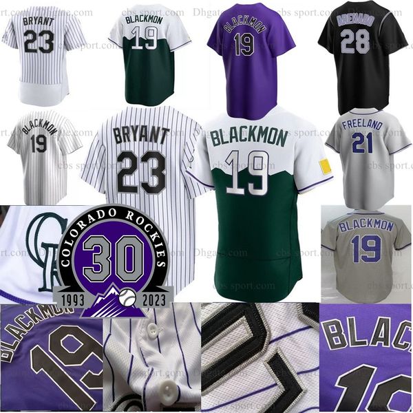 

2023 rockies 30th anniversary 24 ryan mcmahon jersey colorado 15 grichuk connor c. j. cron city connect wilson randal joe charlie blackmon t, Blue;black