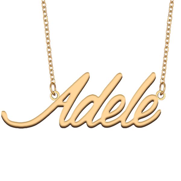 

adele name necklace personalized for women letter font tag stainless steel gold and silver customized nameplate necklace jewelry
