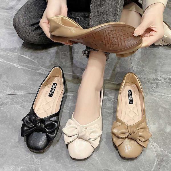 

sandals 2023 spring round toe bowknot flat shoes women slip on flat casual shoes ladies loafers zapatos de mujer flat comfort bota shoes g23, Black