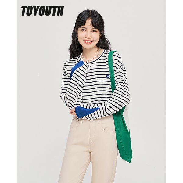 

women's hoodies sweatshirts toyouth women sweatshirts autumn long sleeve splicing o neck hoodies blue and white stripes casual streetwe, Black