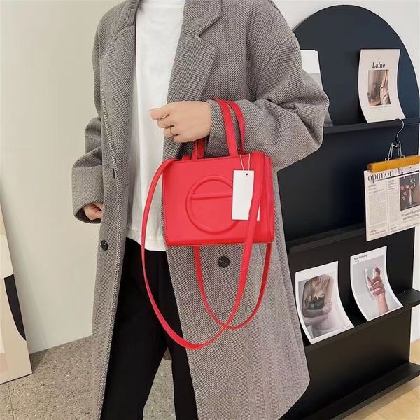 

women designer soft leather totes solid color all match shoulder crossbody bag two sizes with handle and strap lady fashion messenger bags