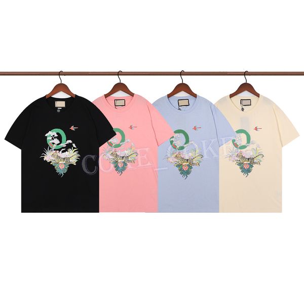 

men fashion white t shirt women tiger flower print classic style tees mens clothing size s-2xl, White;black