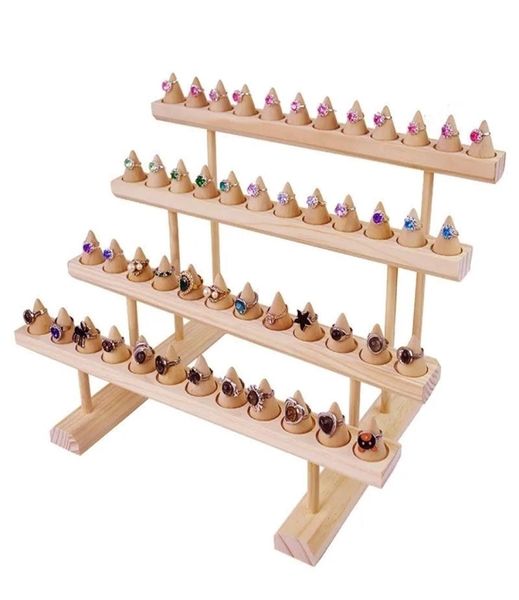 

wooden ring earring jewelry sunglasses four floors display stand hanger organizer holder large space storage base shop decor 211103121919, Black