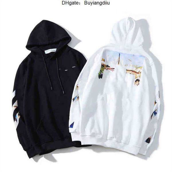 

digner luxury off classic hoodie fisher watercolor graffiti print coupl of black white men and women casual zipper sweater hoodeds qdtu