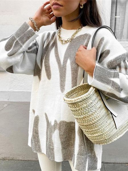 

women's sweaters tossy tie-dye knit women's oversize sweater pullovers long sleeve y2k casual winter streetwear loose pull femme j, White;black