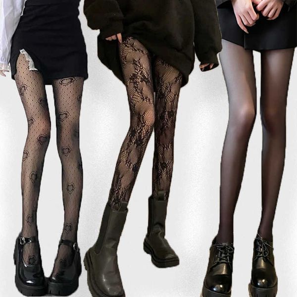 

socks hosiery 2pcs gothic lace stockings mesh tights y2k women black white fishnets pantyhose lingerie cosplay lolita leggings for girls y23