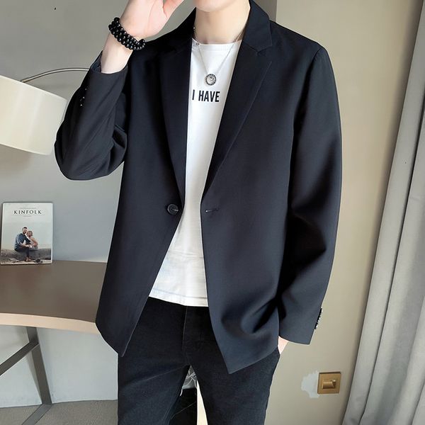 

mens suits blazers men suit jackets blazer coat slim fit smart casual spring thin fashion clothing asian single breasted korean black arriva, White;black