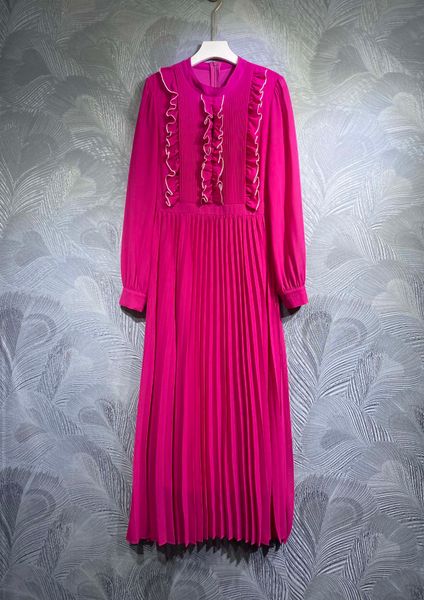 

spring 2023 new long dress round neck lace plain, Black;gray