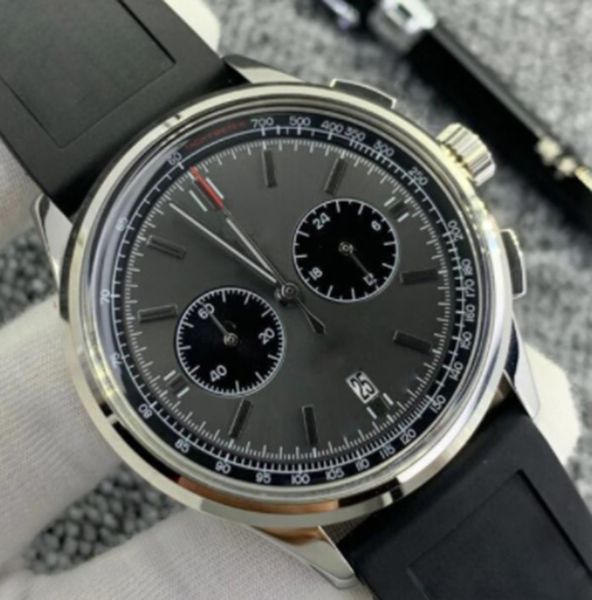 

luxury masterpiece design men's quartz watch grey watch chronograph leather strap floding clasp mens dress on wrist the wristwatch, Slivery;brown