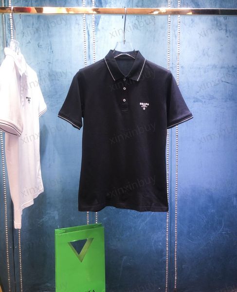 

xinxinbuy men designer tee t shirt 23ss milan embroidery short sleeve cotton women white black green blue s-2xl, Black;brown