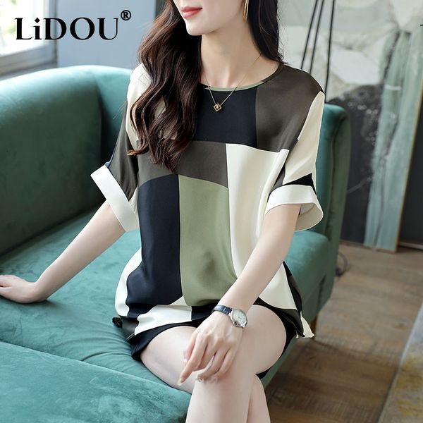 

women's t-shirt summer oversized fashion print loose casual chiffon t-shirt ladies batwing sleeve streetwear tee all-match trend pullov, White