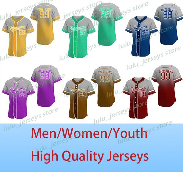 

custom baseball jerseys stitched personalized new gradient color big size baseball shirts sports uniform for men women, Blue;black