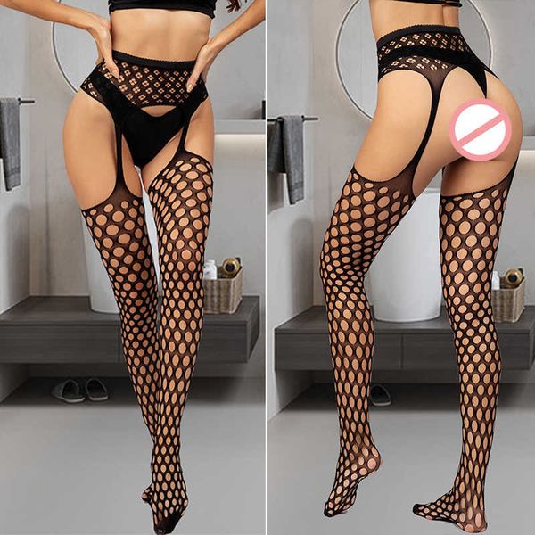 

socks hosiery women's stocking pantyhose thigh-high stockings fishnet women suspender black 2022 y2302, Black;white
