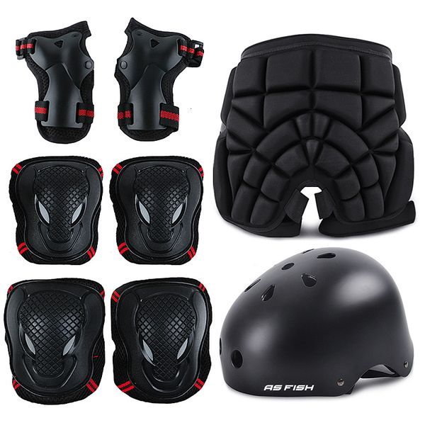 

ankle support skateboard ice roller skating protective gear elbow hip pads wrist safety guard cycling riding helmet protector for kids adult, Blue;black