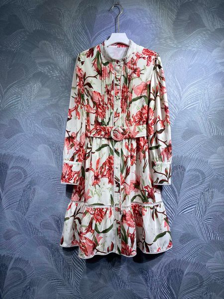 

spring 2023 new dress standing collar print temperament long-sleeved, Black;gray