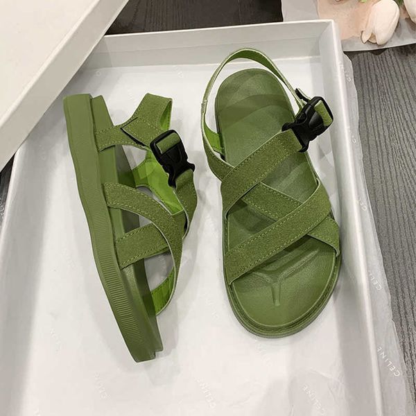 

sandals 2023 new women flat sandals shoes brand designer summer party shoes casual platform non-slip fad femme pu leather zapatillas g230207, Black