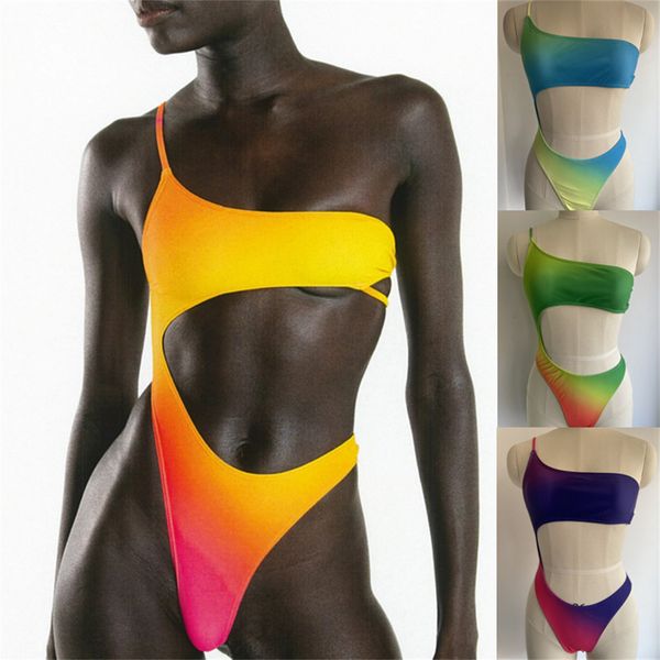 

women summer designer one piece bikini hollow backless gradient swimsuits swimming swimwear px0731 fashion beach suits swimsuit size s-4xl, White;black