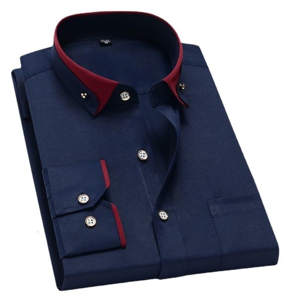 

mens casual shirts men long sleeve will solid causal formal business brand man dress plus size s5xl 230207, White;black