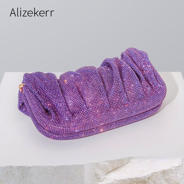 

evening bags shiny evening clutch bags women folds crystal clip purses and handbags luxury designer wedding party 230206