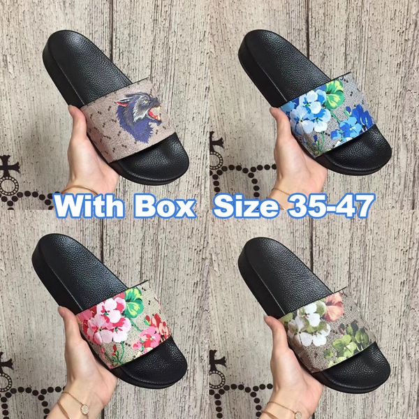 

designer men women slippers rubber slides sandal flat blooms strawberry tiger bees green red white shoes beach outdoor flower flip flops wit, Black