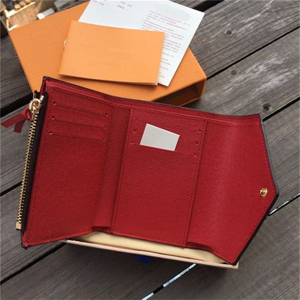 

low whole luxury designer three-fold doudou wallet coin purse woman fashion multiple slots mini purses card holder bags 258i, Red;black