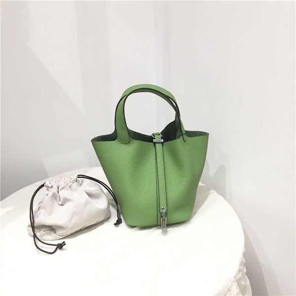 

designer herme bags for women 2023 new lychee grain layer cowhide women's vegetable basket bucket fashion