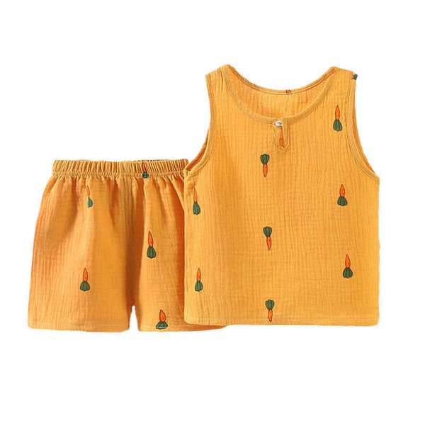 

clothing sets boys girls suits clothes baby summer muslin cotton sleeveless vest shorts shirt outfits pants sets 2pcs 0-6t w0425, White