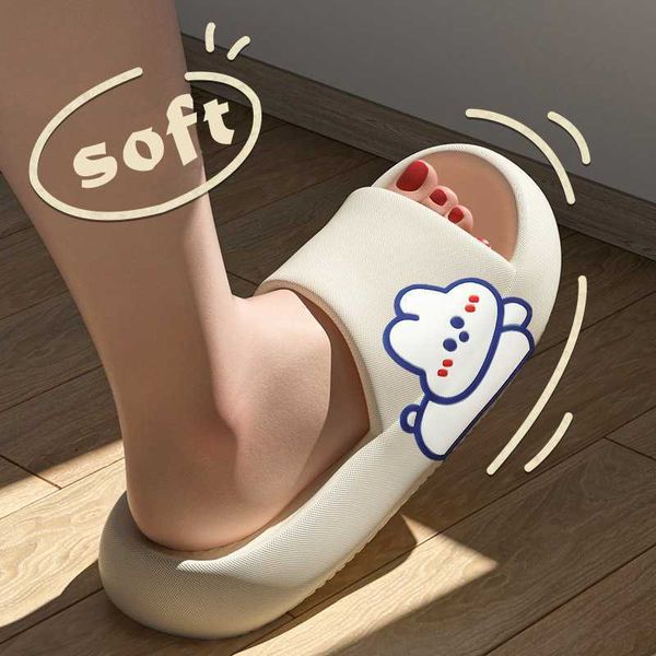 

slippers woman 2022 indoor fashion summer couples cartoon bear beach flip flops thick non-slip sandals soft eva quality y2302, Black
