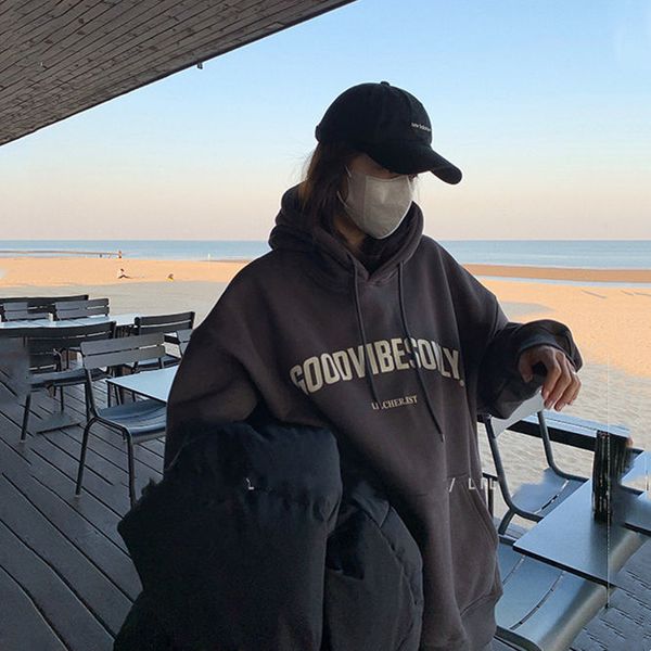 

womens hoodies sweatshirts autumn thin section women hooded drawstring sweater oversize lazy wind outdoor casual jacket trendy aesthetic cl, Black