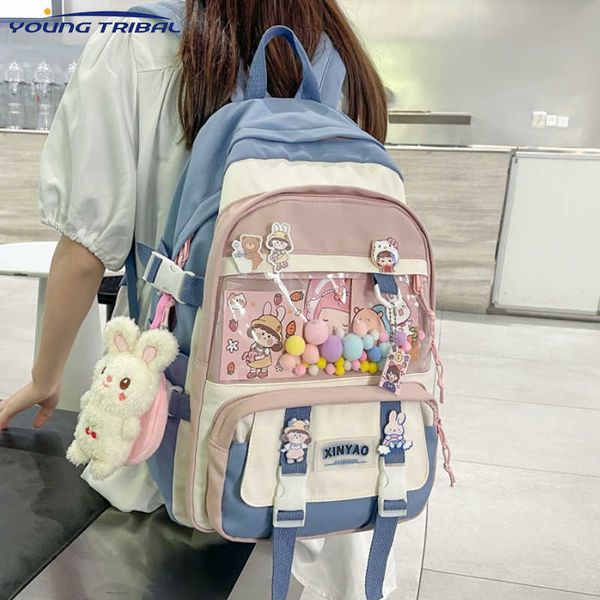 

backpack fashion waterproof women backpack teenager girl kawaii bookbag laprucksack cute student school bag mochila female 020723h