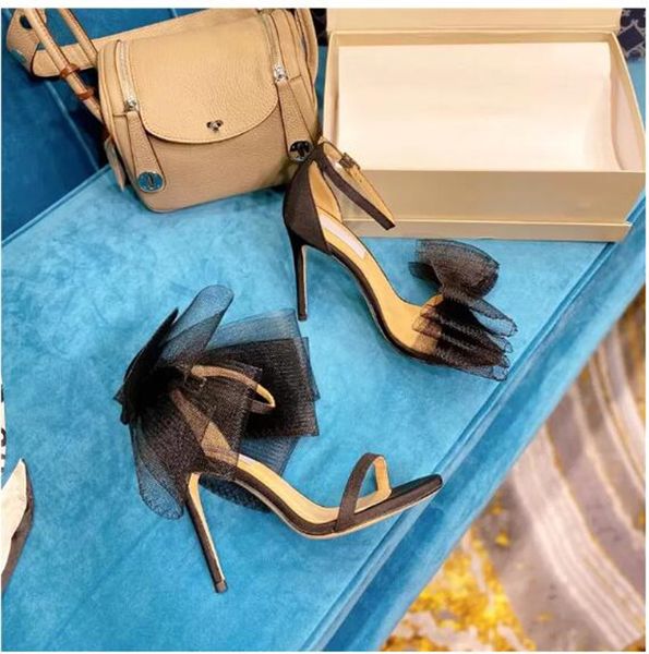 

new designer summer sandal dress shoes womens bow trimmed stiletto heels party wedding bridal fashion brand lady pumps, Black
