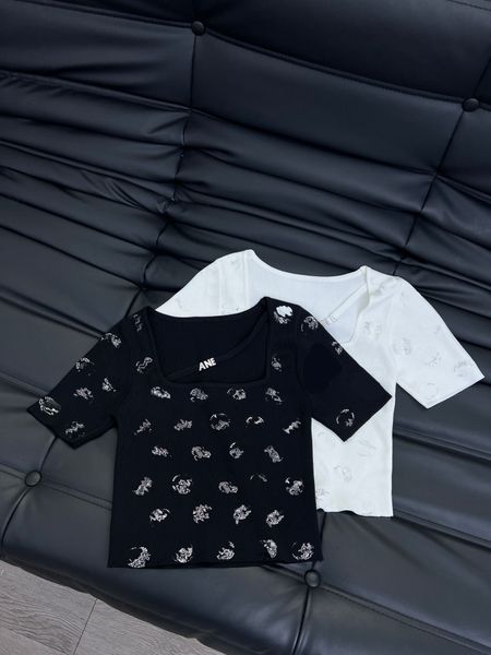 

2023 luxury women's t-shirt designer women's sweaters sequin ladies knitted pullover short sleeve casual street wear women sweate, White