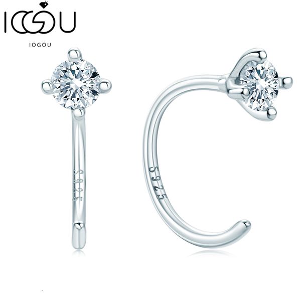 

hoop huggie iogou d half small piercing hoop hoops studs earrings for cartilage women girls sensitive ears sterling silver cuff 230206, Golden;silver