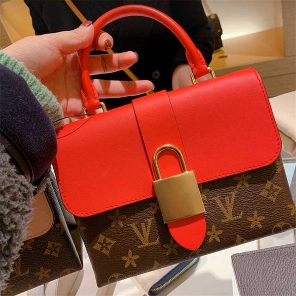 

2023 bags outlet online sale new vintage portable lock leather splicing flap single shoulder diagonal cross small square women's bag