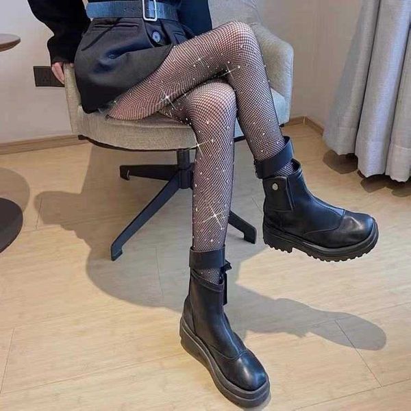 

socks hosiery 2023 women nylon shiny diamond fishnet tights mesh pantyhose multicolor rhinestonehosiery fish net stockings y2302, Black;white