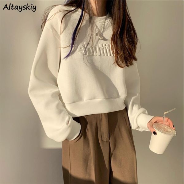 

womens hoodies sweatshirts spring letter sweatshirts women short style simple sweet korean fashion ins allmatch long sleeve no hat hoodie fe, Black